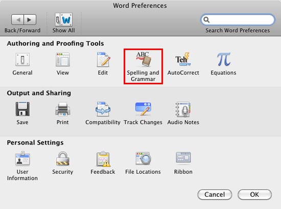 set preferences in word for mac 2011 to not show comments